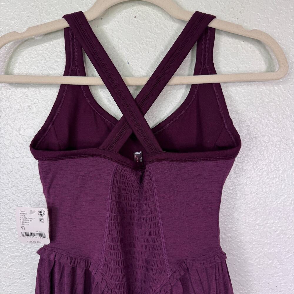 Free People Smockin Hot Dress Women XS Romper Tennis Pickleball Black Cherry NEW - Picture 7 of 11